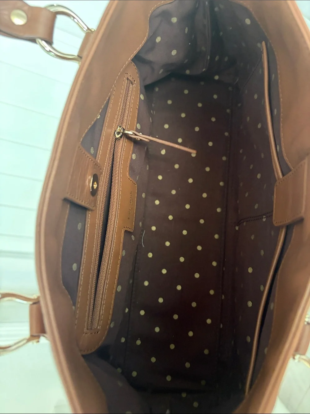kate spade Brown Leather Double-Handle Shoulder Bag
